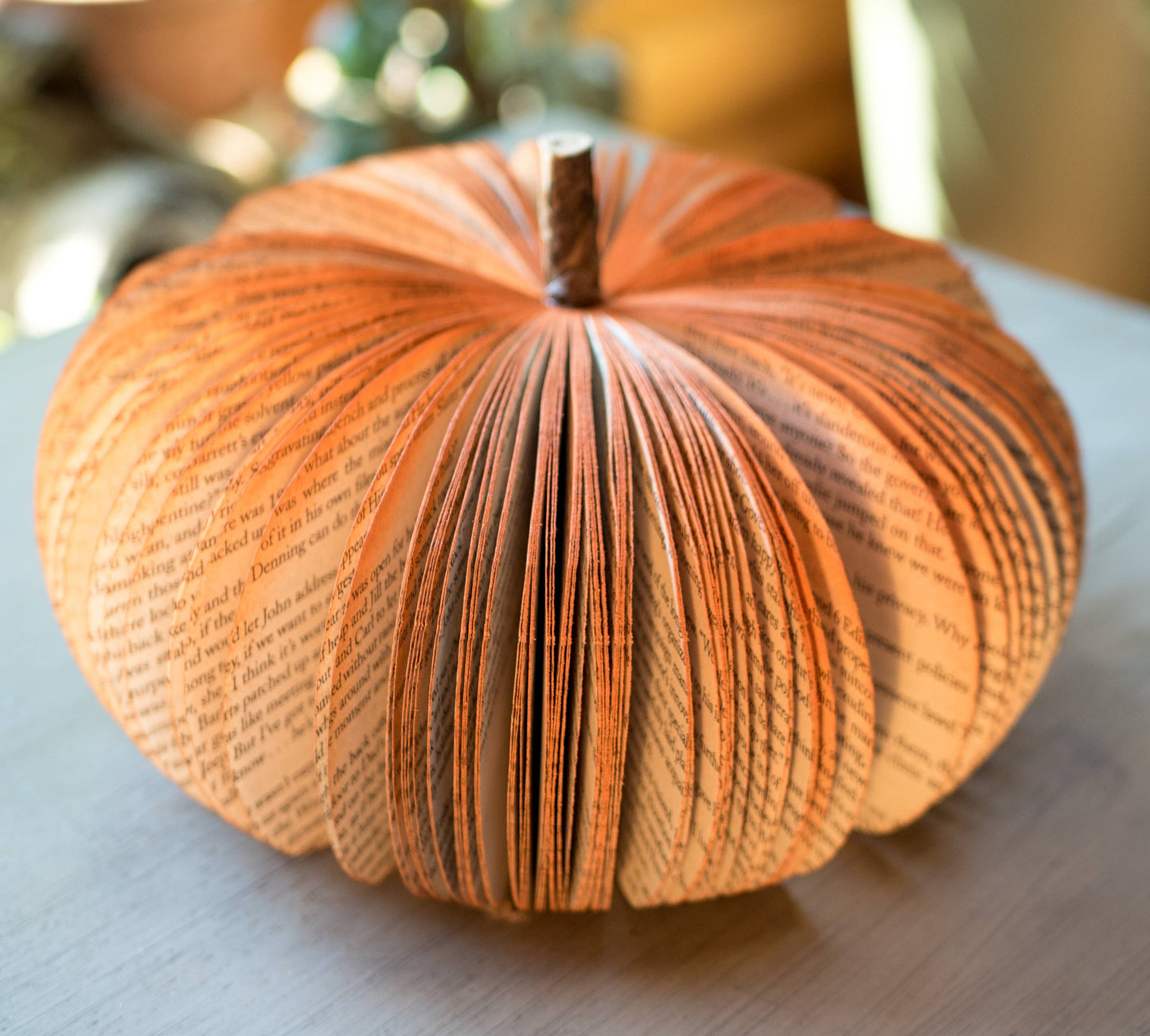 Book Pumpkin Rustic Orange Fall Decor Thanksgiving Halloween