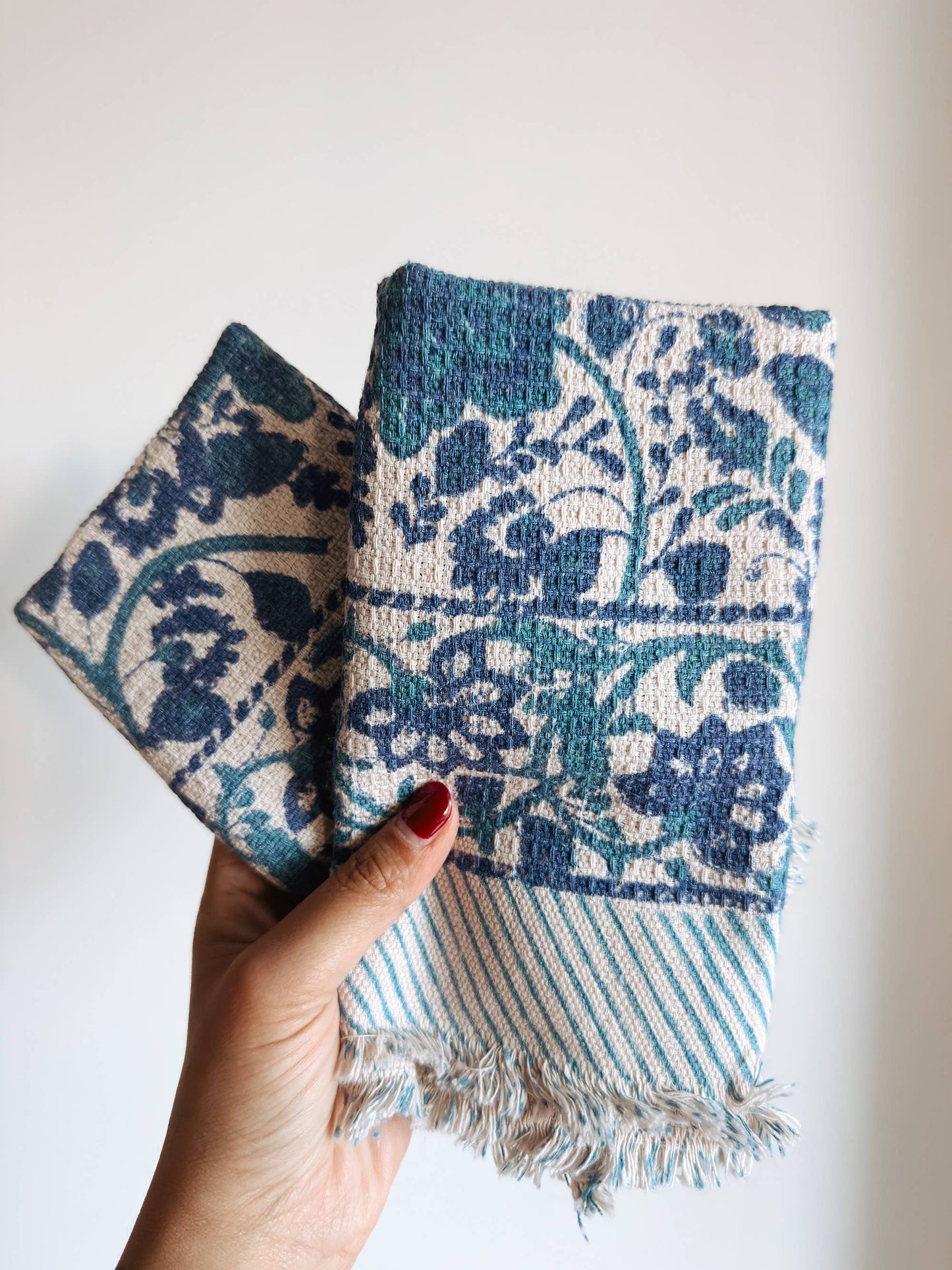 Athena Block Printed Khadi Hand Towels (set of 2)