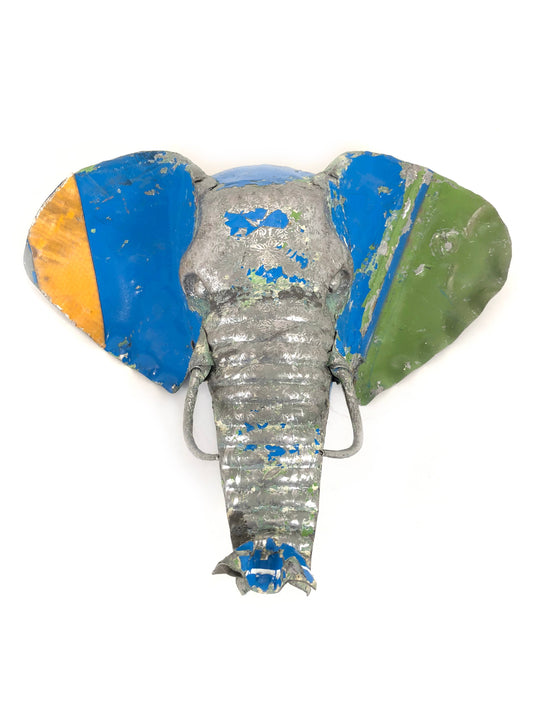 Elephant Animal Mask Recycled Metal Wall Art