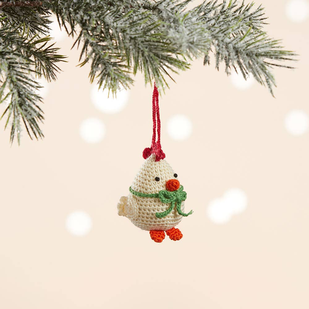 Barnyard Christmas Chicken Ornament