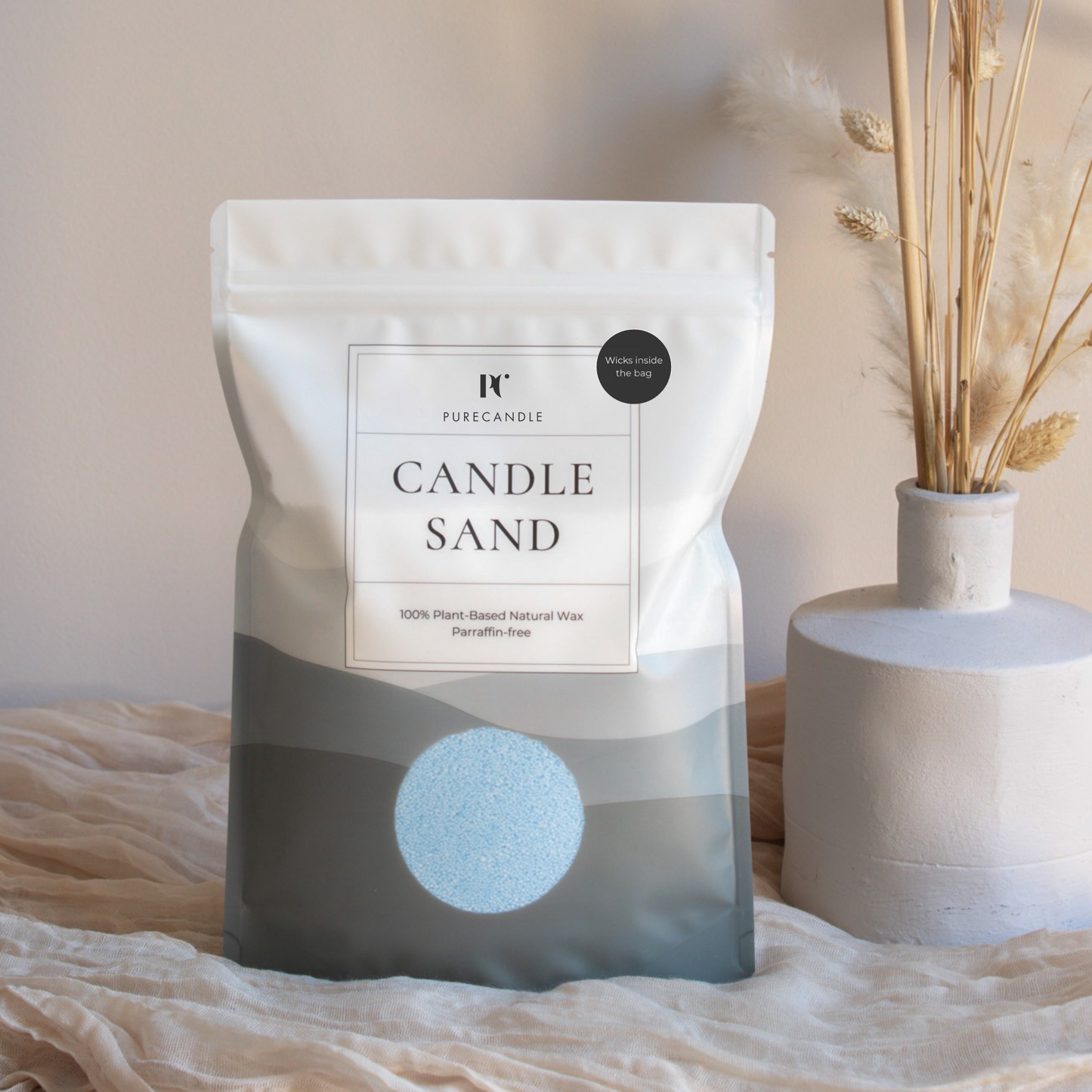 Sky Blue candle sand with wicks
