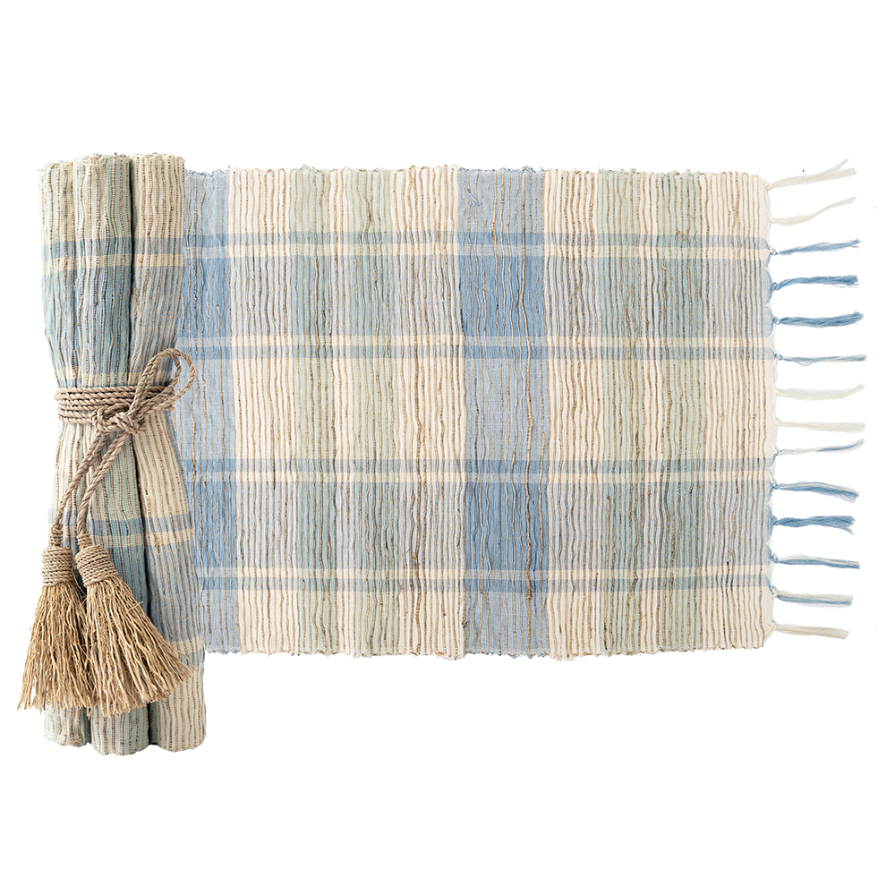 Vetiver Placemats set/6 | Bluebell Plaid