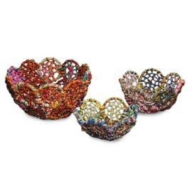 Colorful Jute Flower Baskets, 3-Piece Set