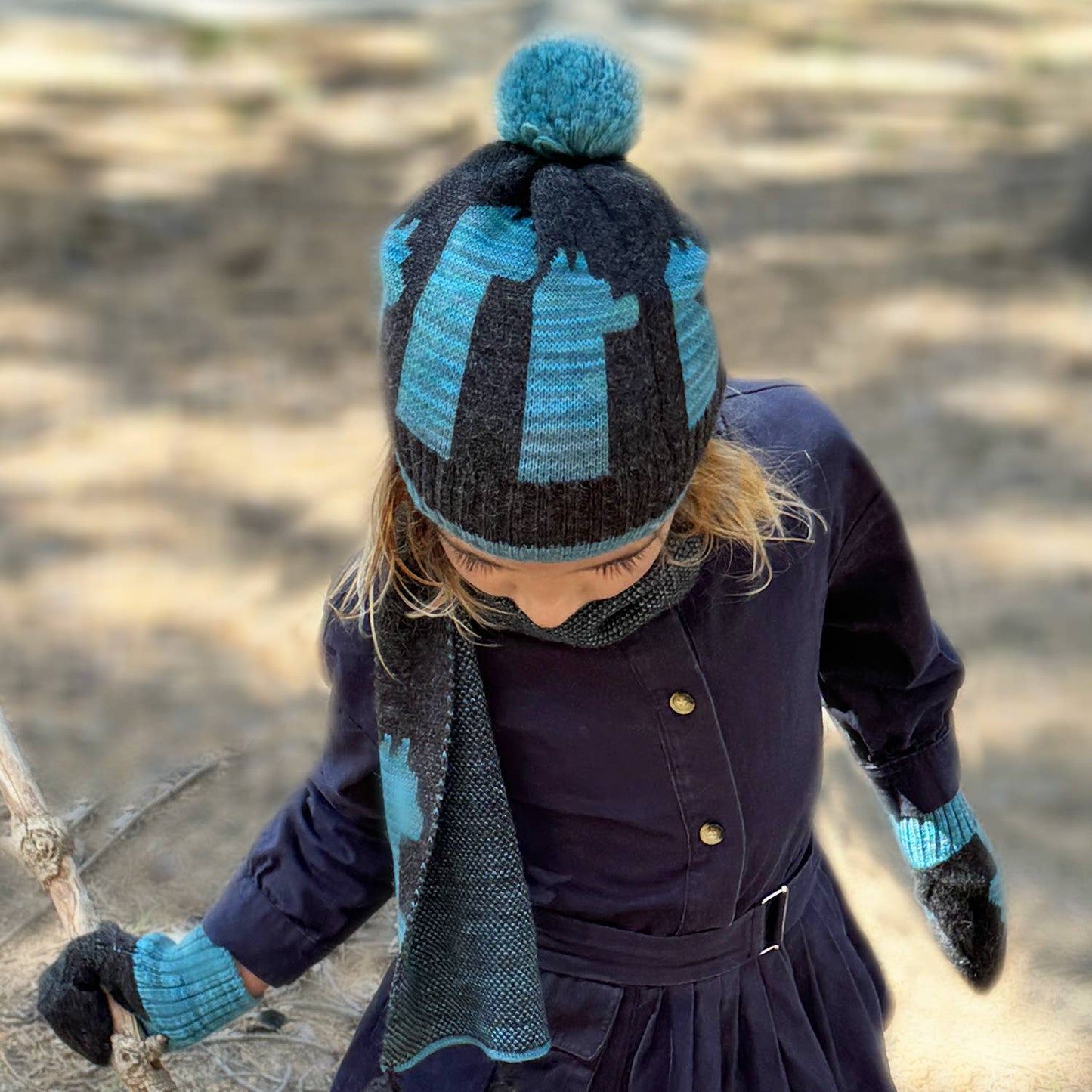 Kid's Alpaca Gloves - Pacas - Aqua Paca