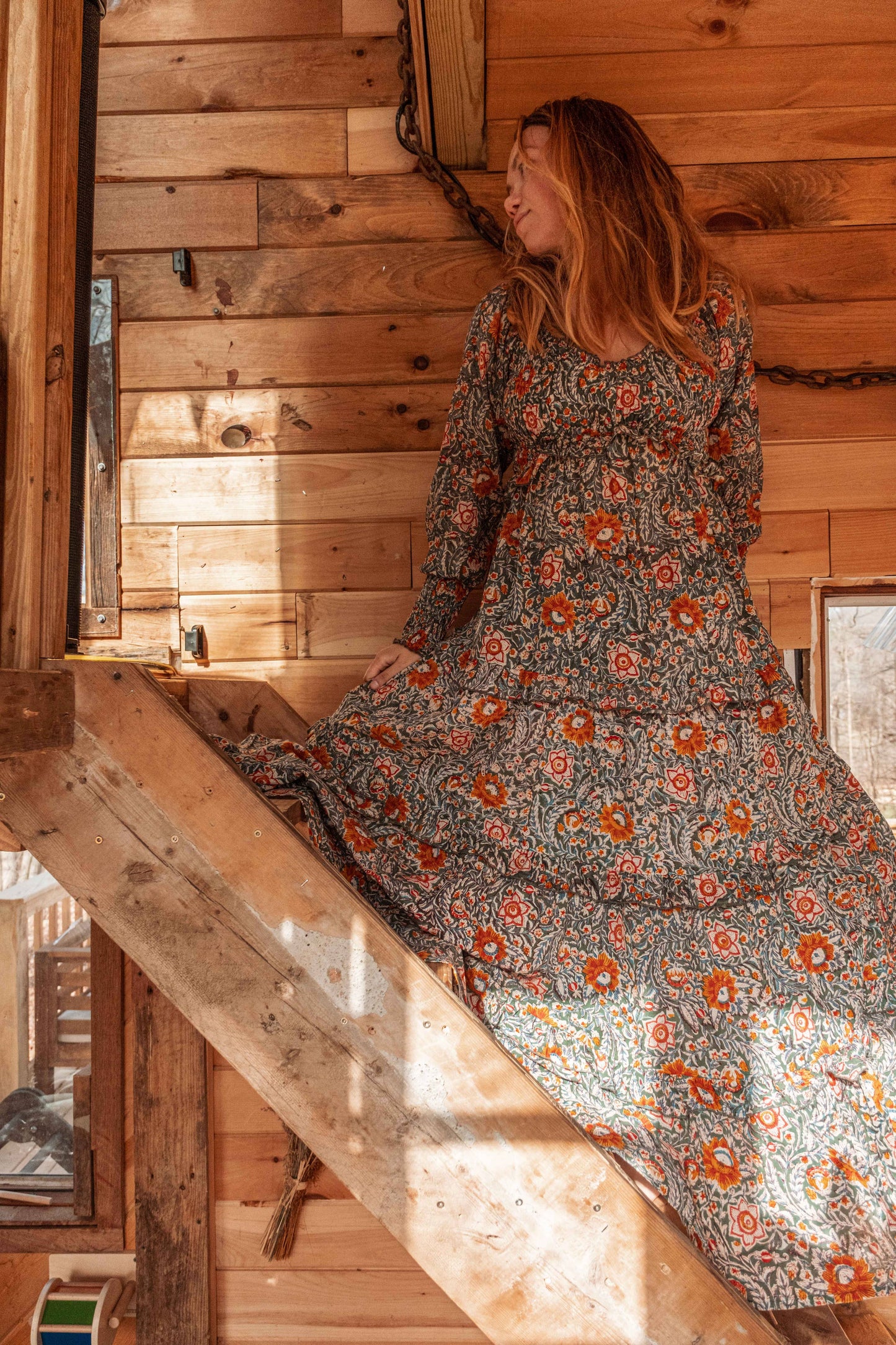 ORGANIC Cotton Block Printed Maxi Dress, Floral EMILIA Dress
