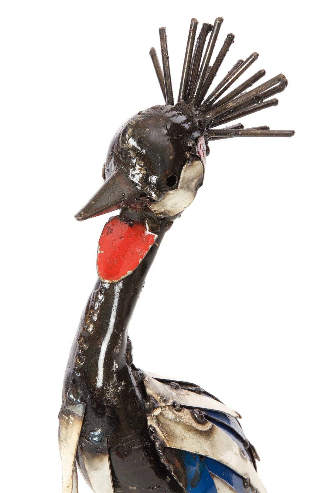 Recycled Metal Crowned Crane Sculptures