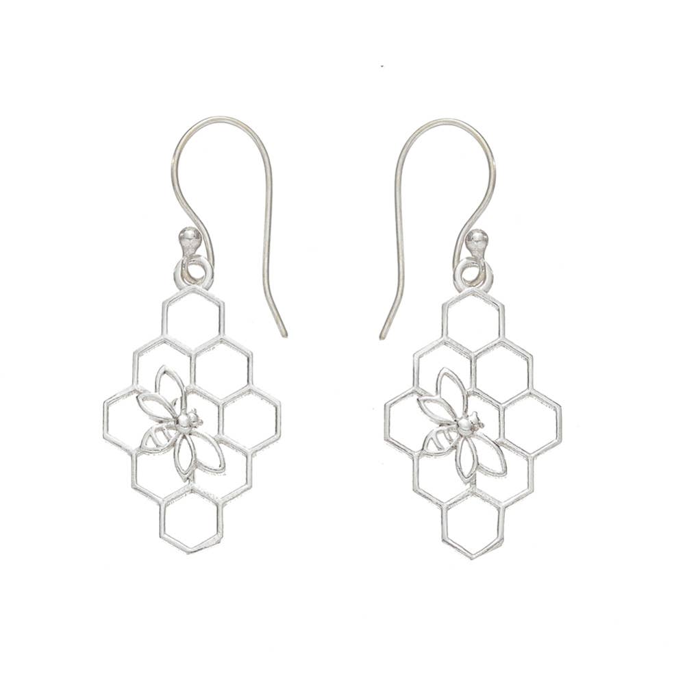 Beehive Silver Earrings