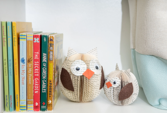 Book Page Owls-Forest Animals-Fall Decor-Kids Room Decor