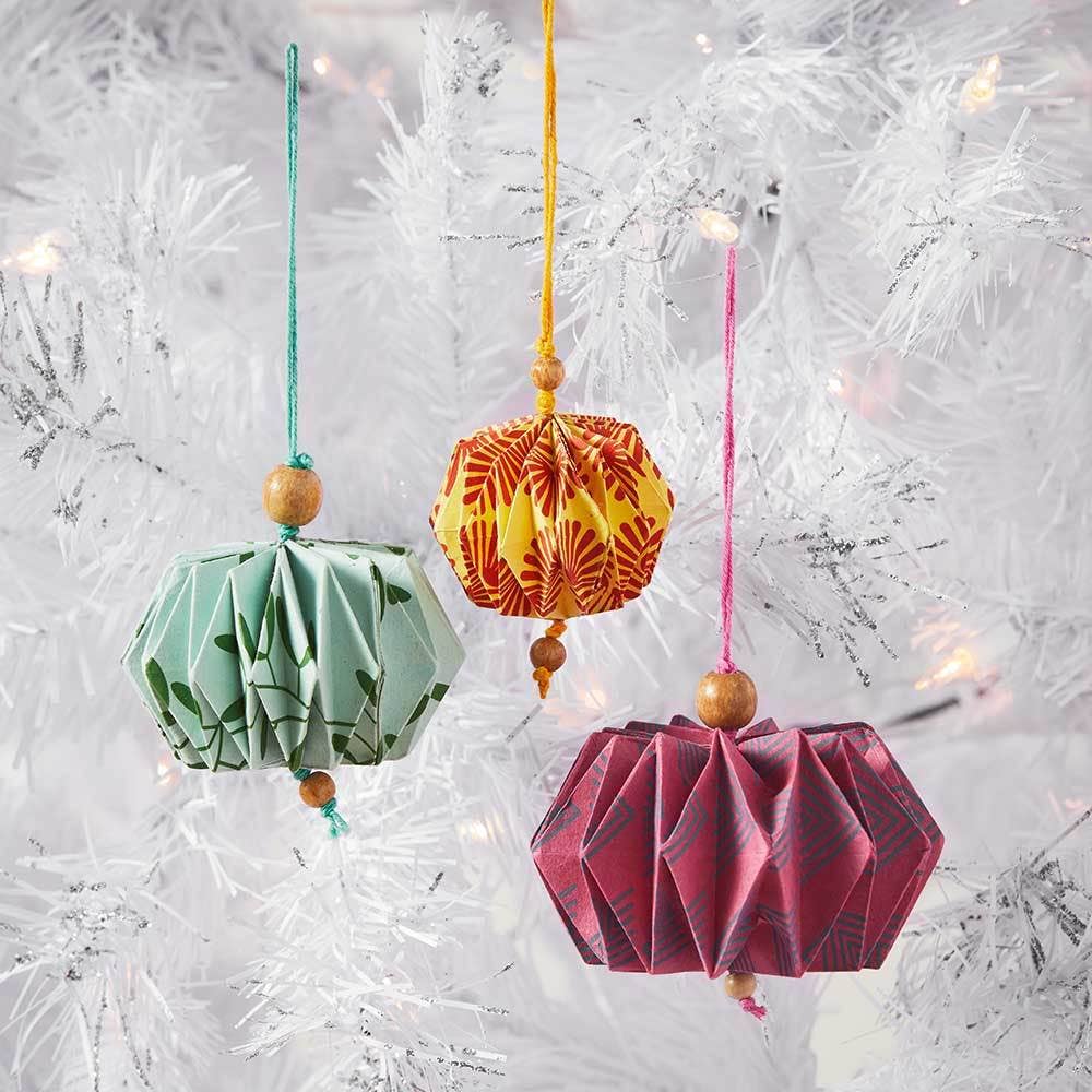 Origami Lantern Ornaments - Set of 3