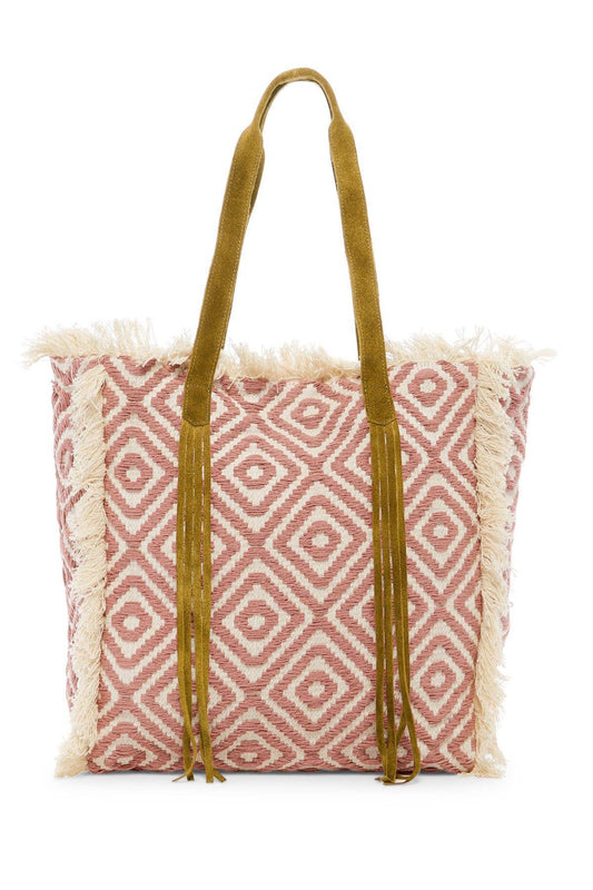 Michelle Frayed Tote Bag Rosewood
