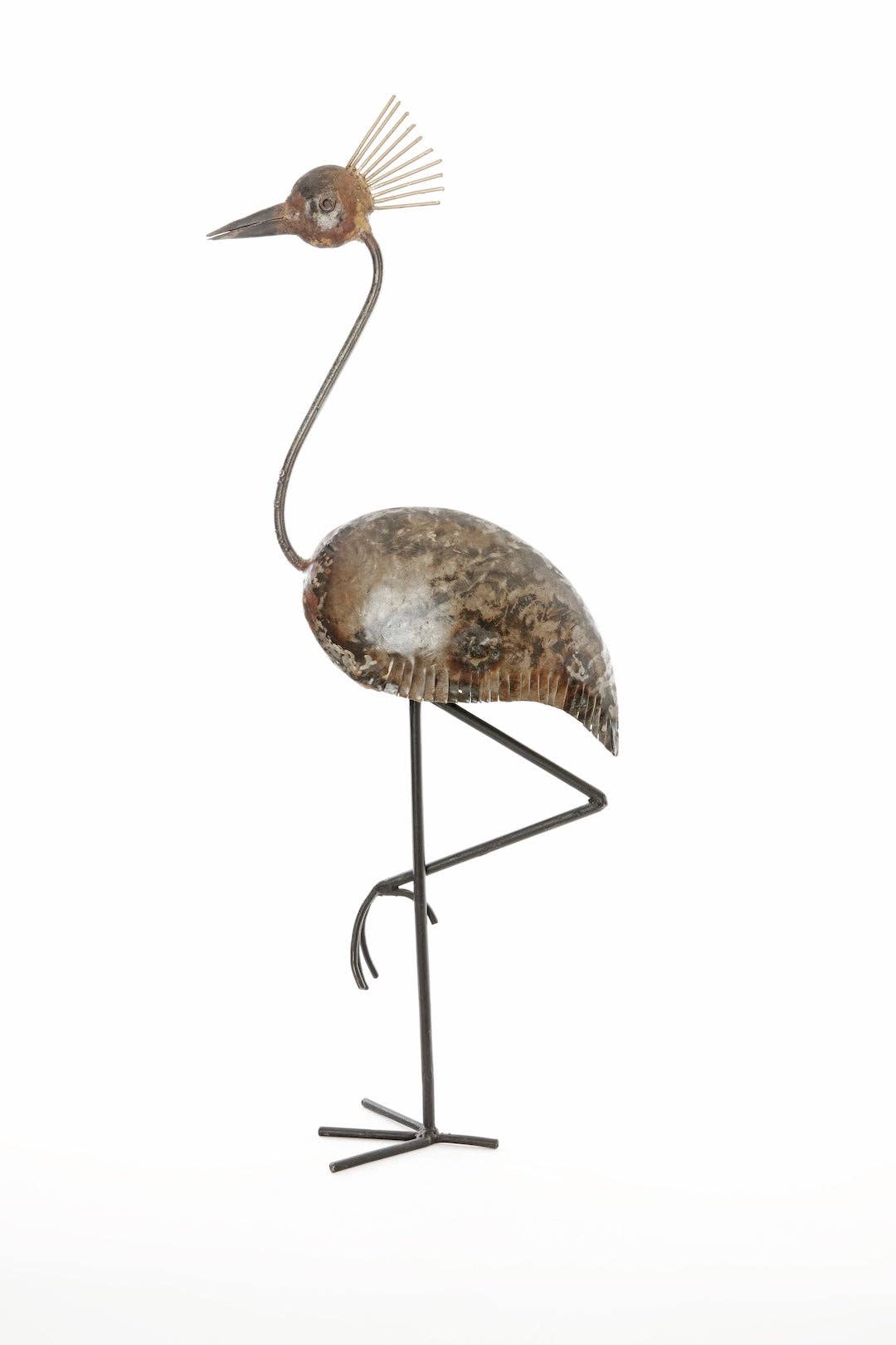 Large Recycled Metal Crested Crane