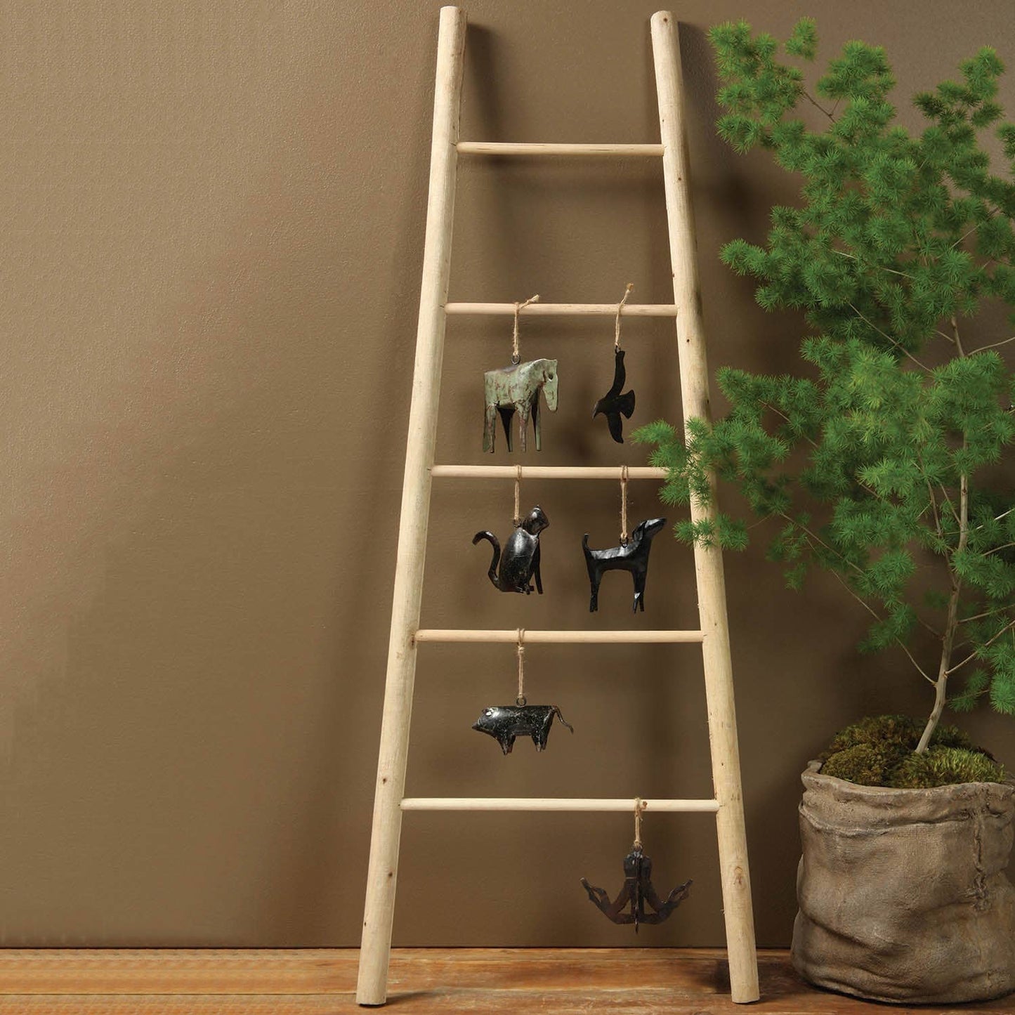 Decorative Wood Ladder - Natural.  2in diameter rungs