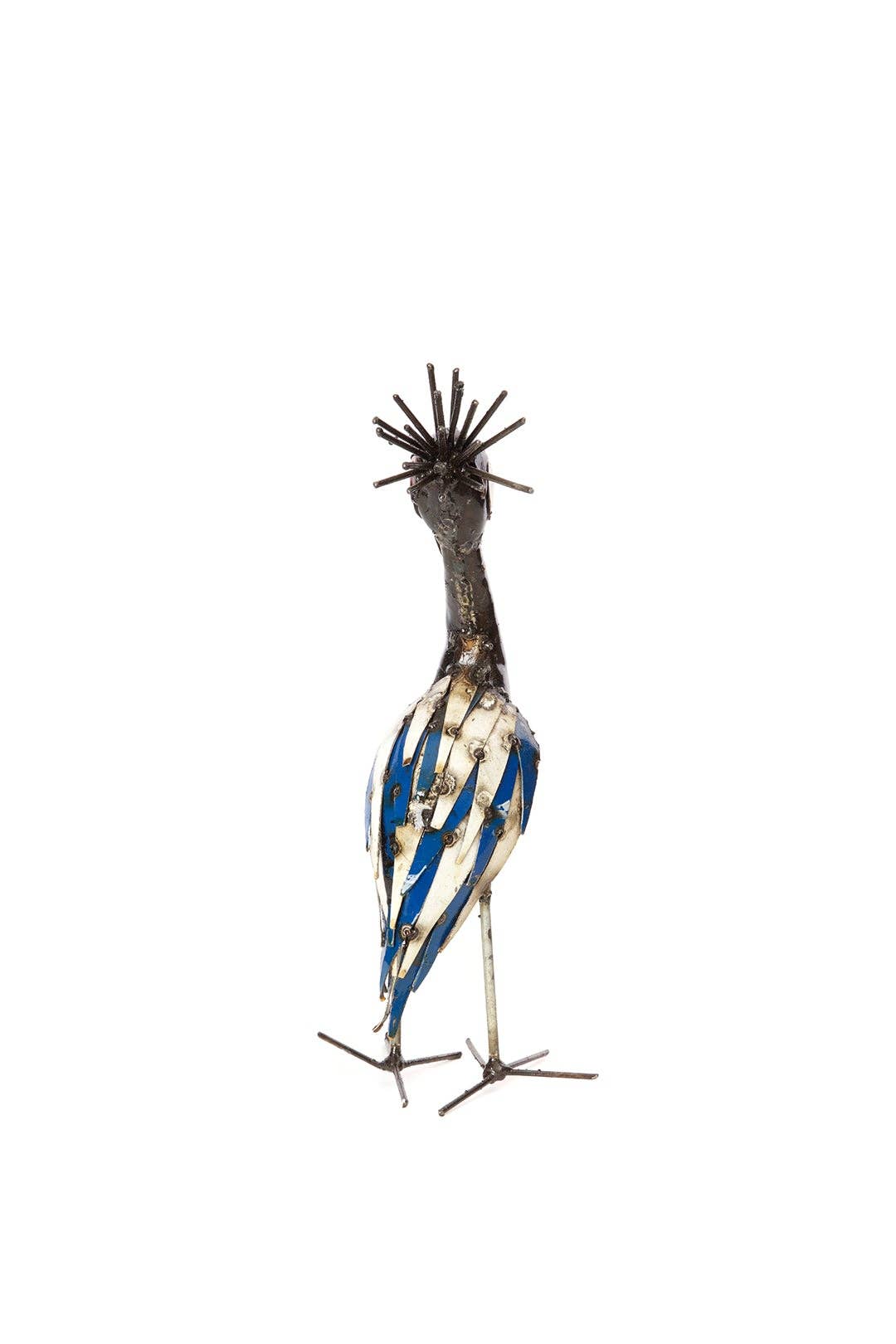 Recycled Metal Crowned Crane Sculptures