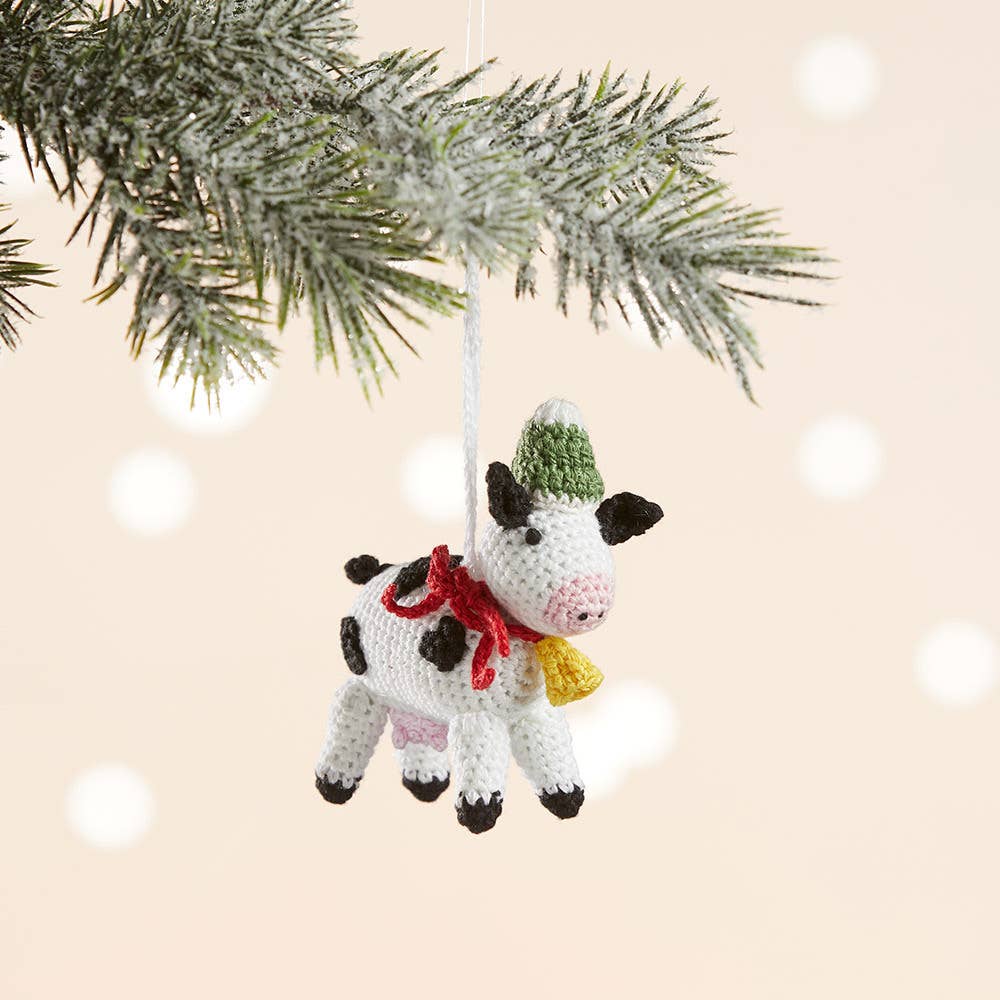 Barnyard Christmas Cow Ornament