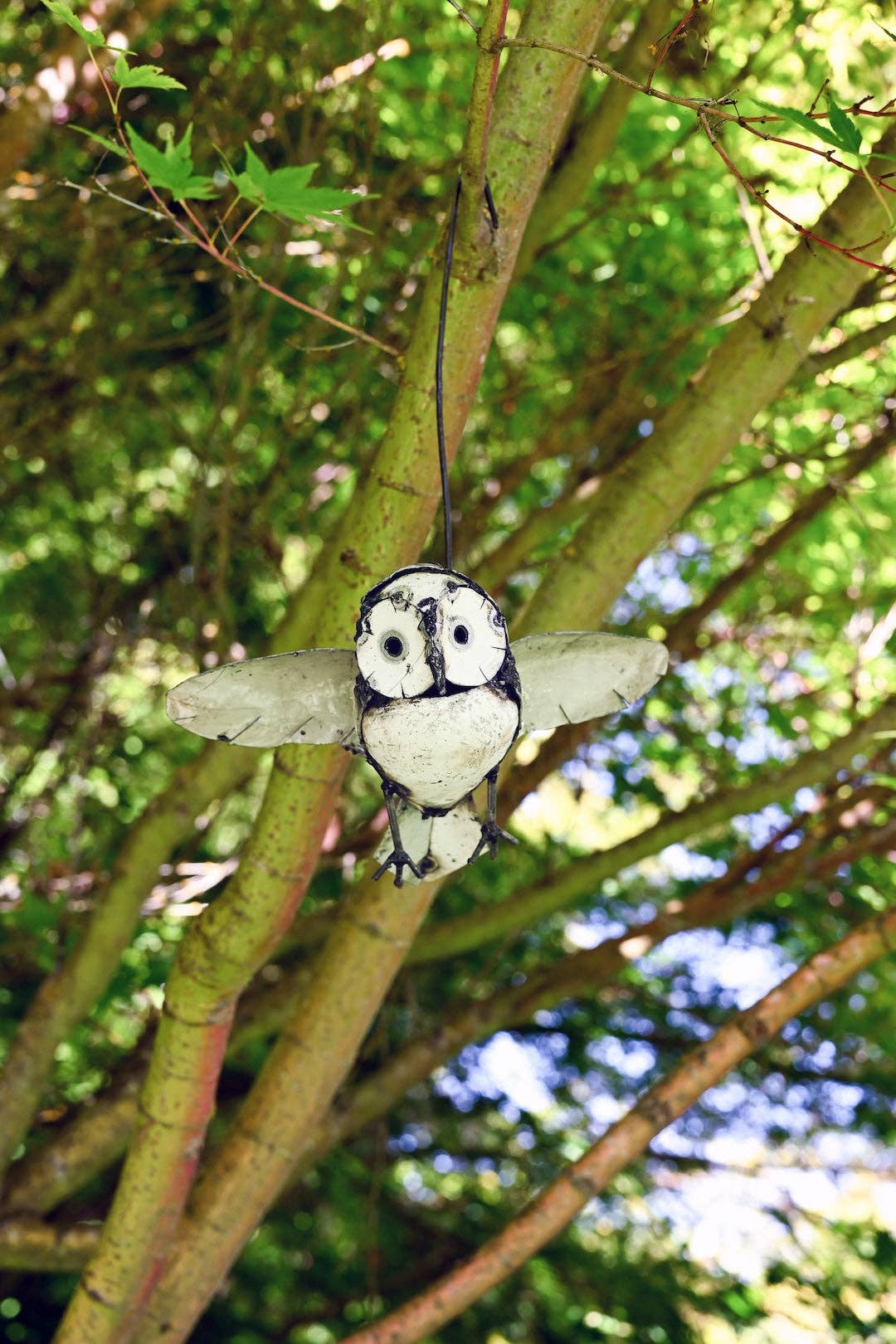 Owl in Flight Recycled Metal Hanging Sculpture