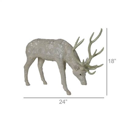 Scandinavian Stag Grazing - Lrg - Embroidered White