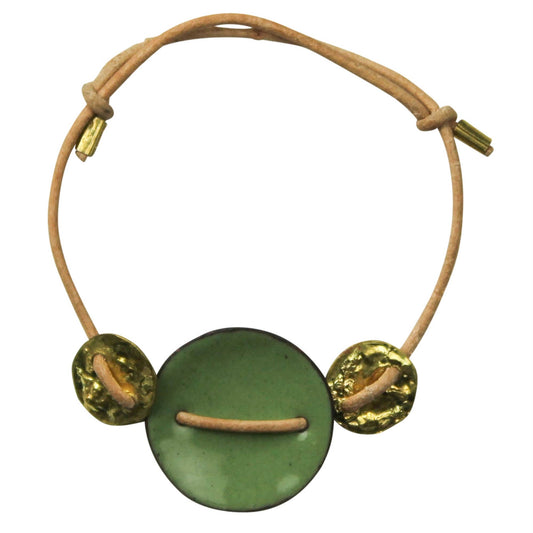 Bracelet - Threaded Discs, Green