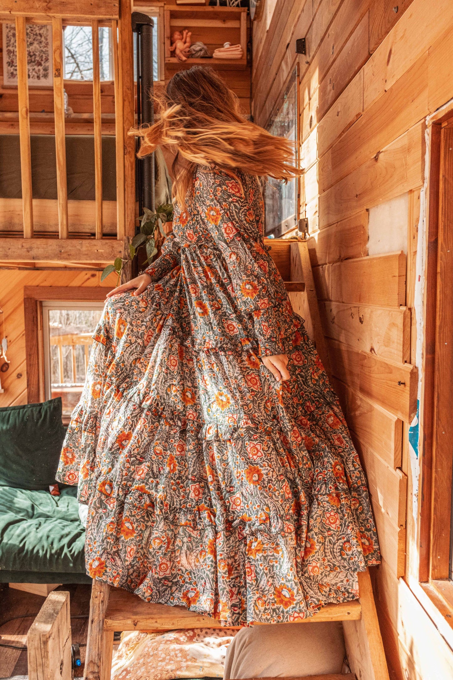 ORGANIC Cotton Block Printed Maxi Dress, Floral EMILIA Dress