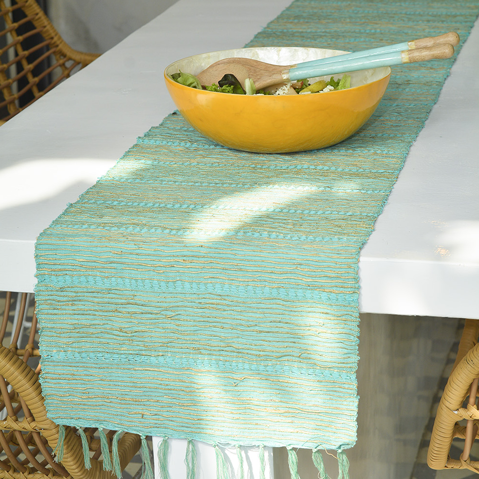 Vetiver Runner | Aqua Stripes
