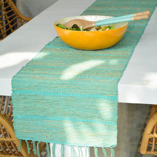 Vetiver Runner | Aqua Stripes