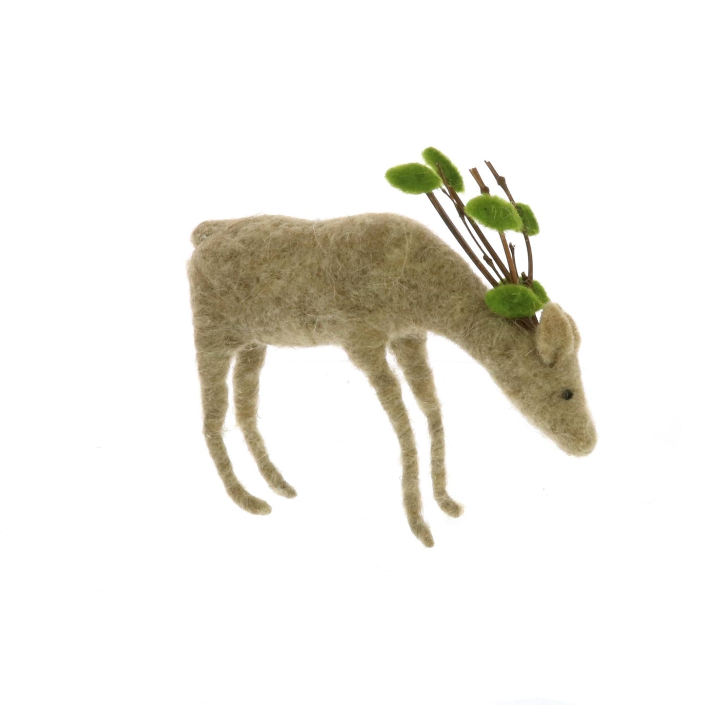 Felt Reindeer, Grazing - Brown