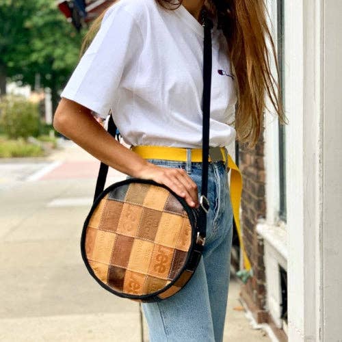 Jean Patch Round Shoulder Bag,  Up-cycled!