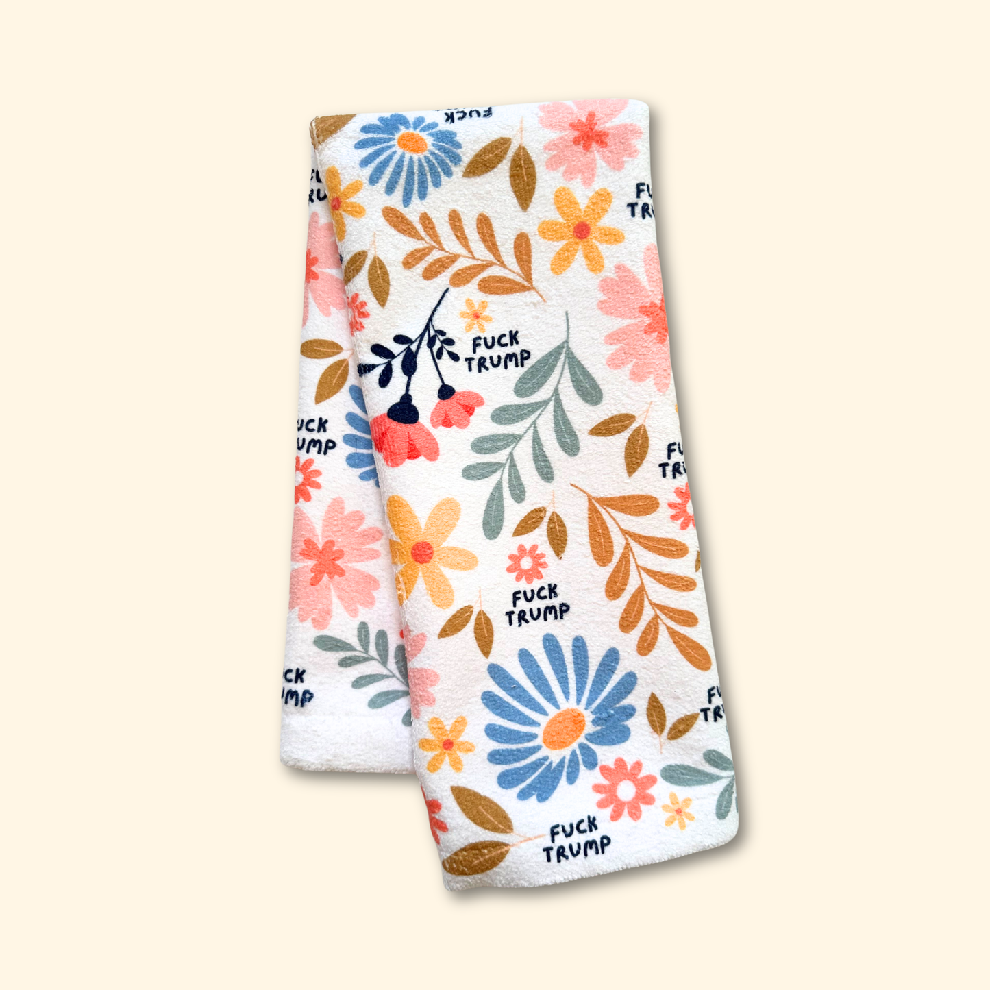 Fuck Trump Retro Flower Hand Towel