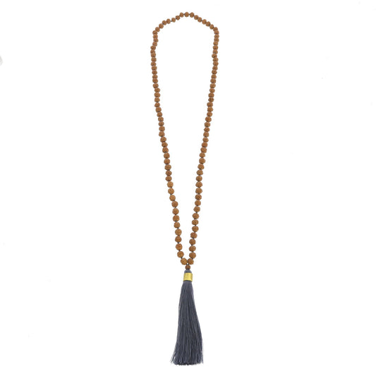 Mala and Tassel Necklace - Stone Blue