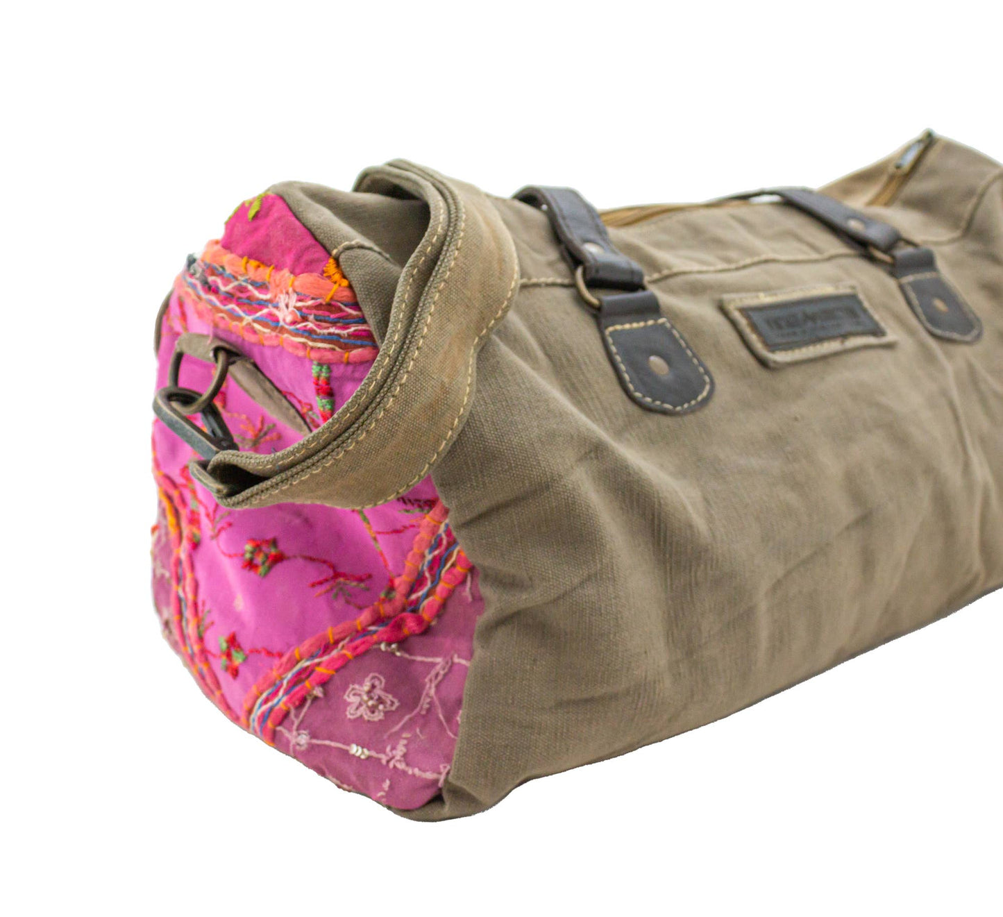 Military Tent w/Vintage Textiles Overnight Travel Bag