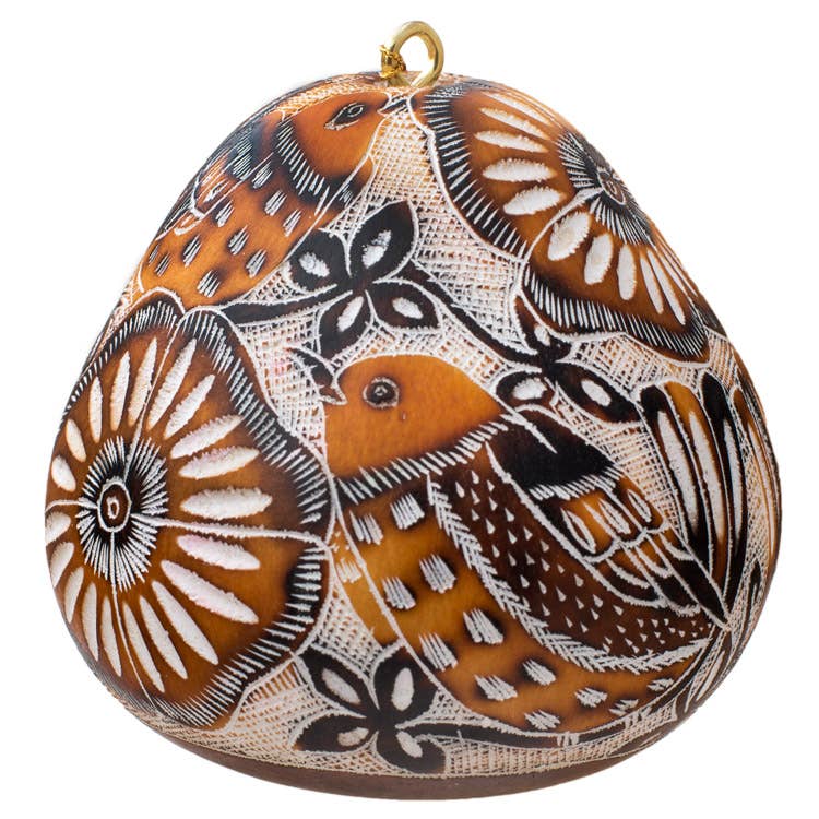 Lace Birds - Gourd Ornament - Museum Quality Gift