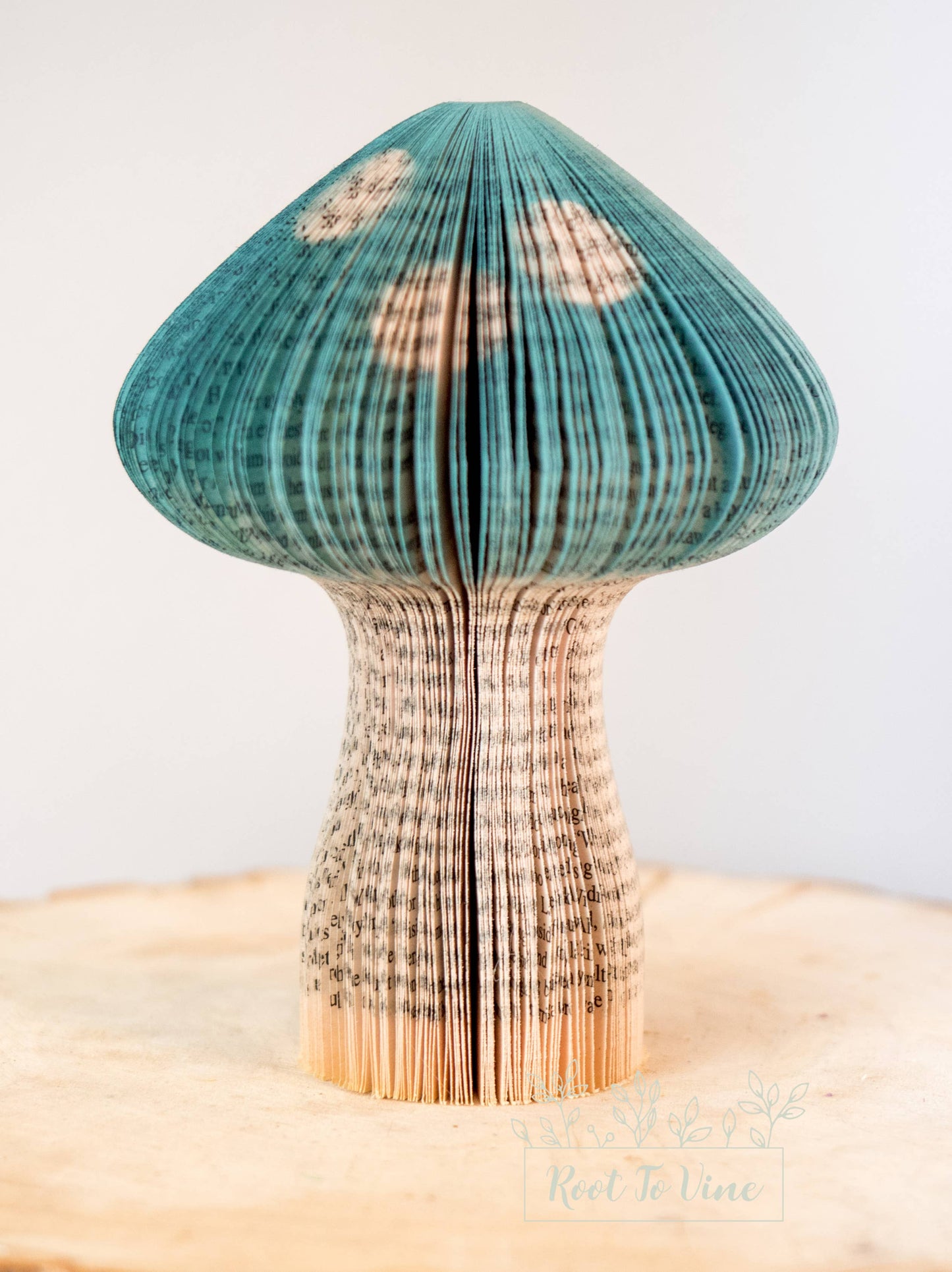 Book Page Mushrooms-Teal-Easter Decor-Gift-Eco-Friendly Gift