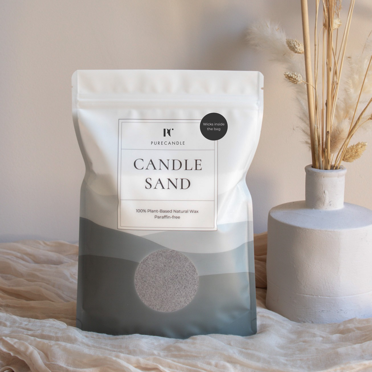 Stone Grey candle sand with wicks