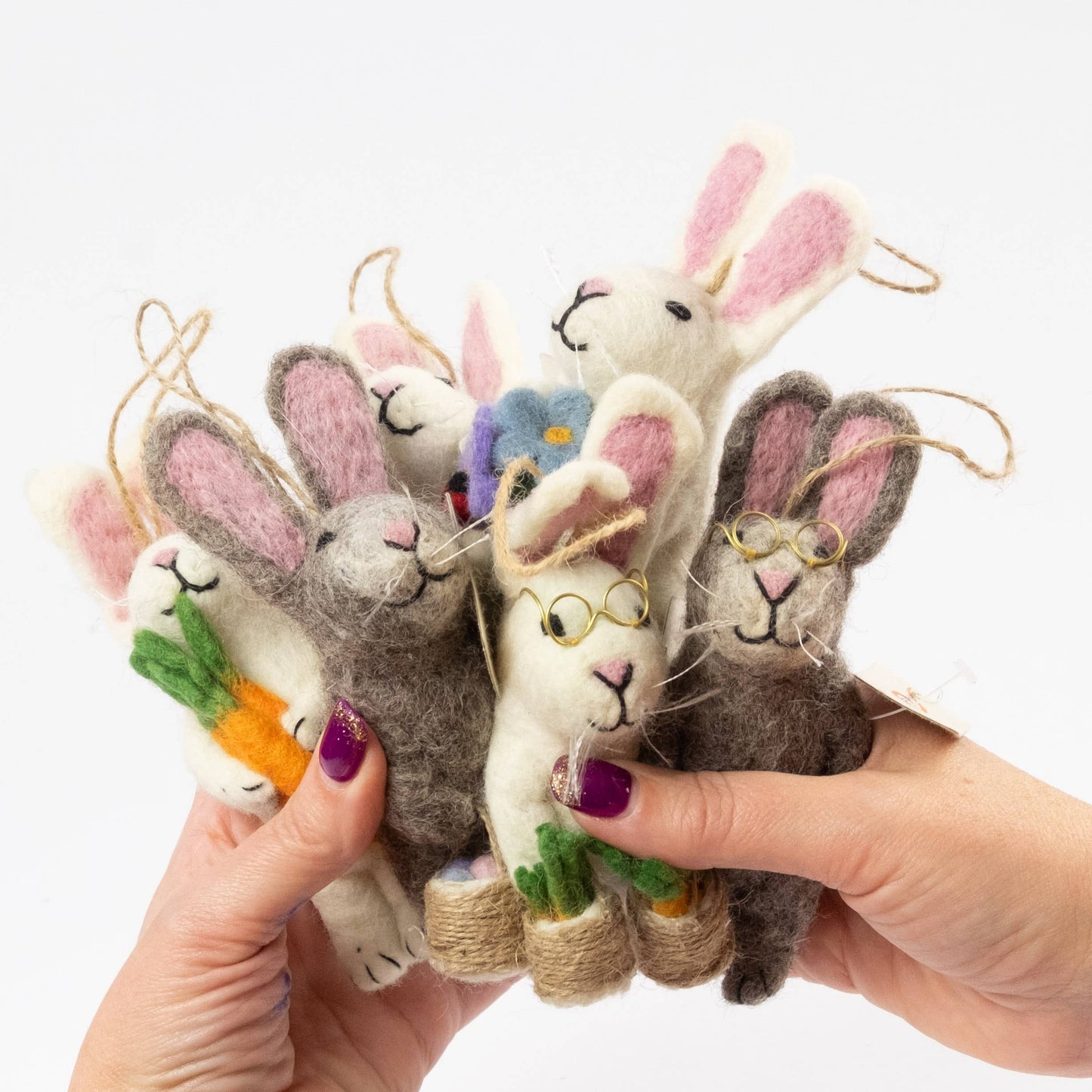 Ornament - Easter Decor - Gray and White Easter Bunnies