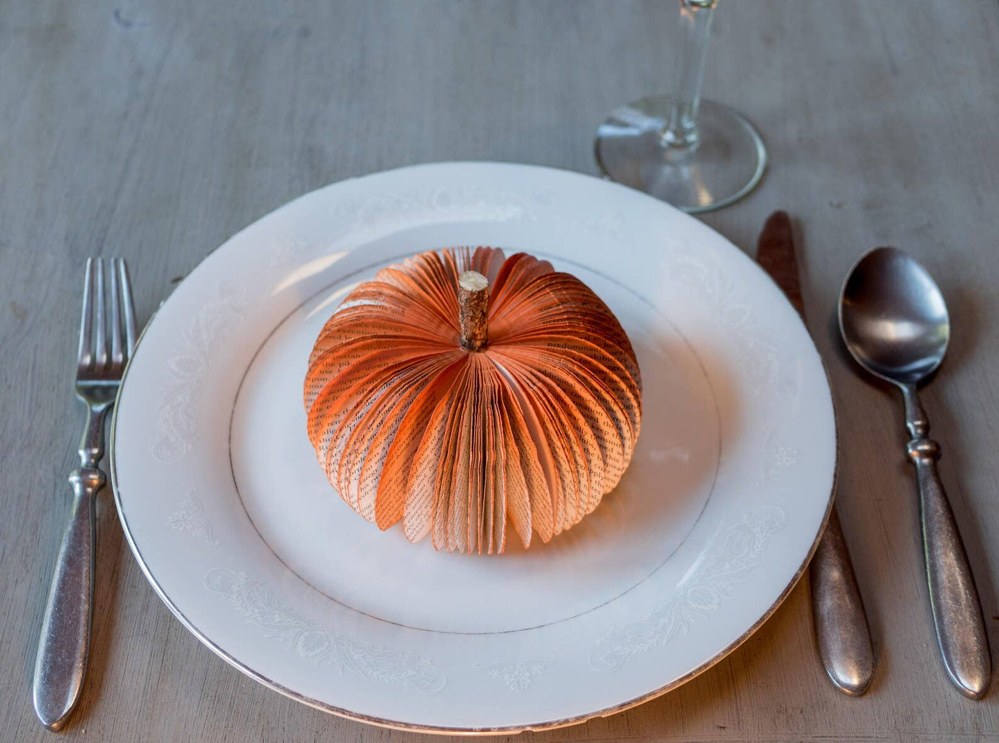 Book Pumpkin Rustic Orange Fall Decor Thanksgiving Halloween