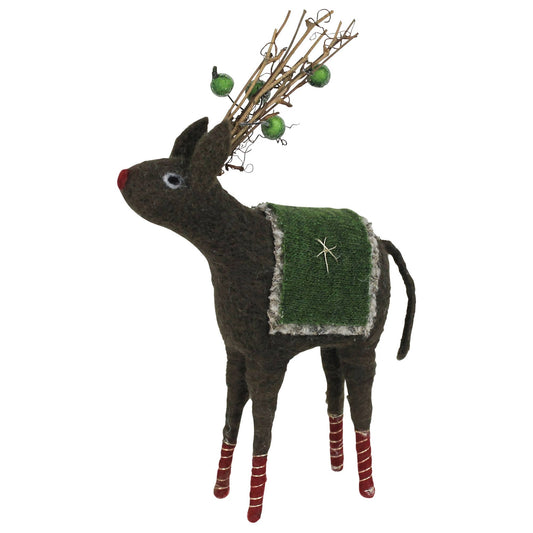 Festive Reindeer with Green Blanket, Felt