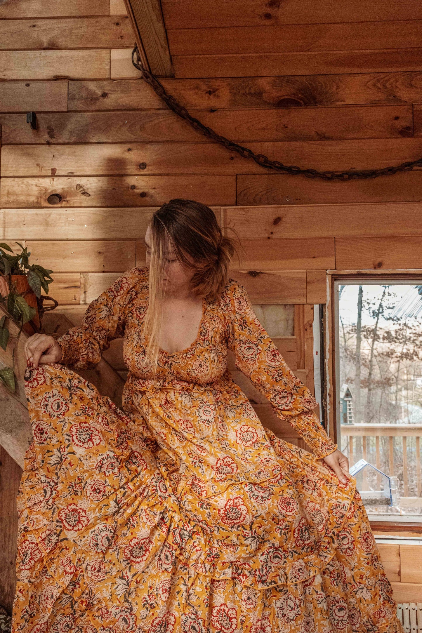 ORGANIC Cotton Block Printed Maxi Dress, Floral EMILIA Dress