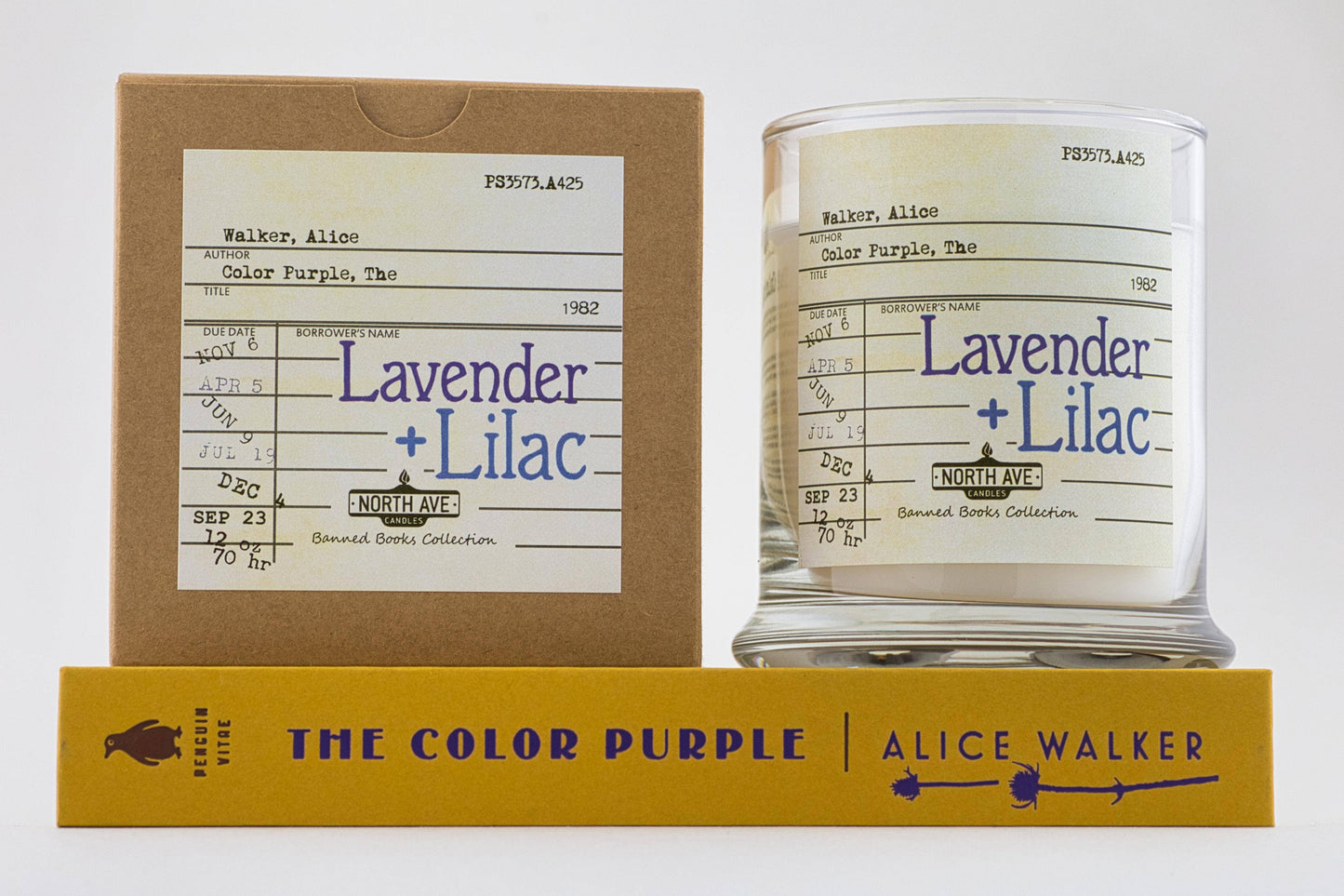 Banned Book Candle / The Color Purple / Bookstore Sidelines