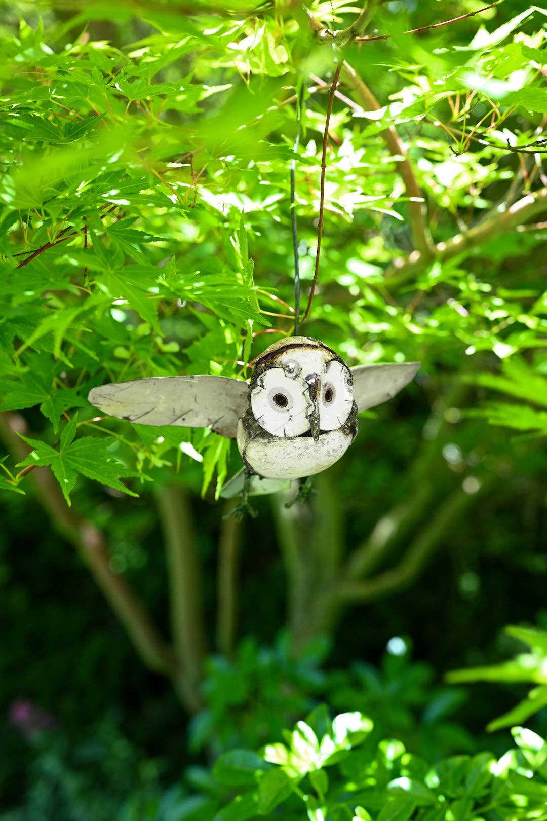 Owl in Flight Recycled Metal Hanging Sculpture