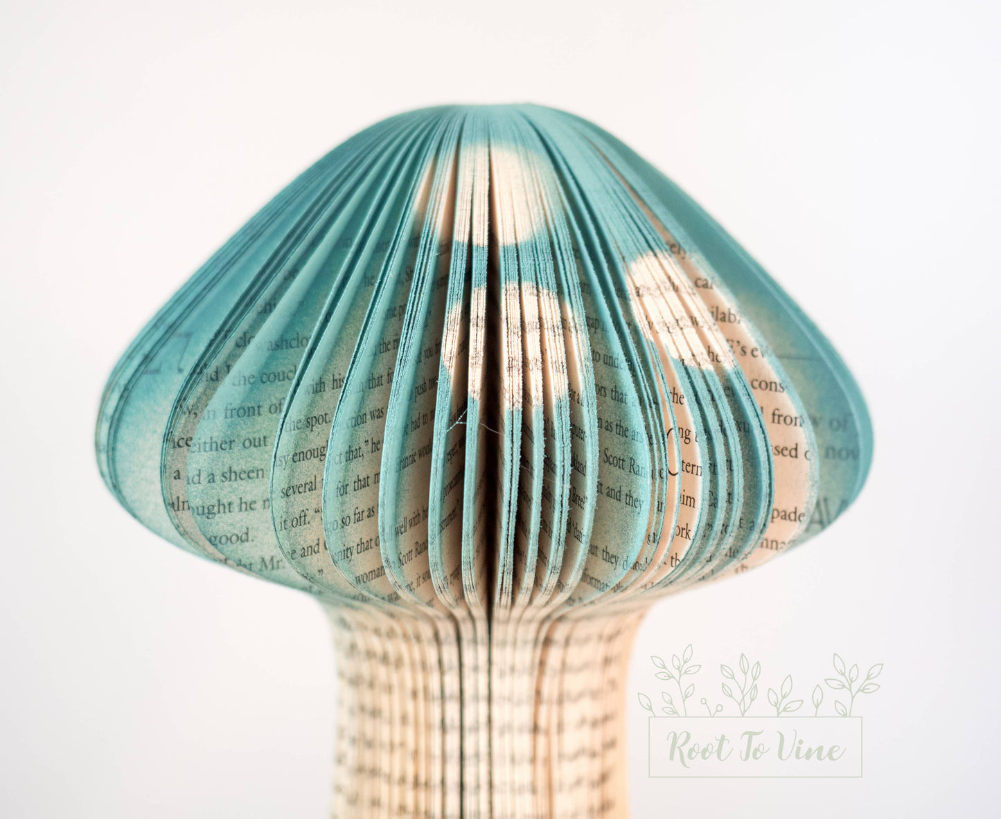 Book Page Mushrooms-Teal-Easter Decor-Gift-Eco-Friendly Gift