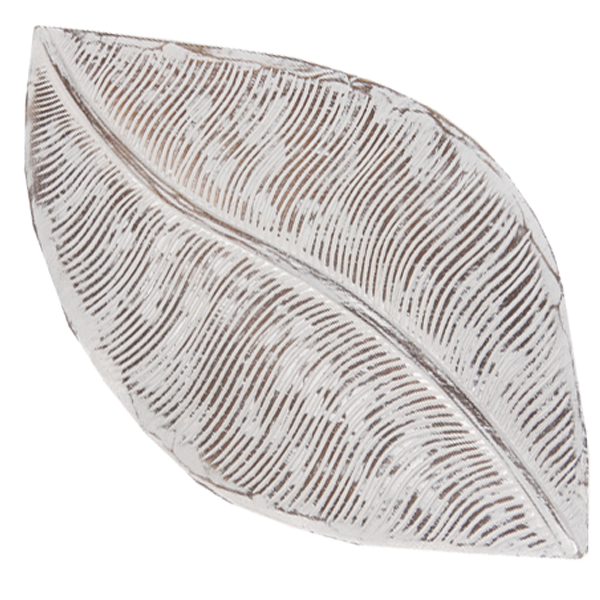 Wooden Tray Albacia | Leaf Whitewash