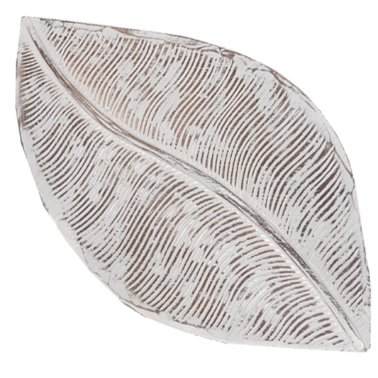 Wooden Tray Albacia | Leaf Whitewash