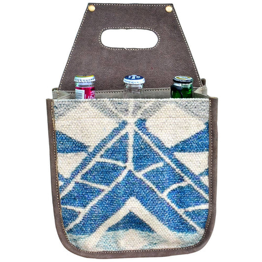 Recycled Fabric Blue & Grey Pattern Beer Carrier