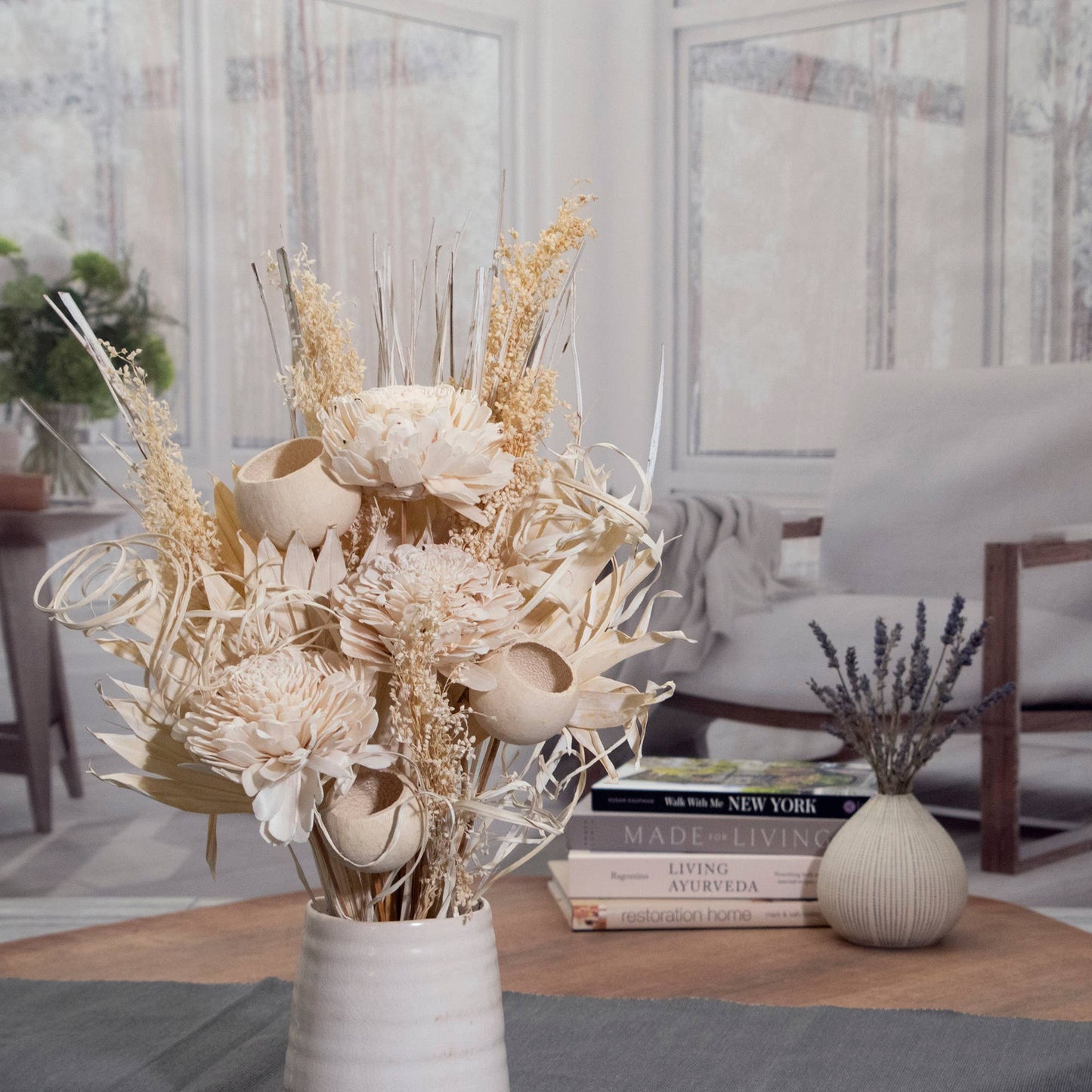 Preserved Bouquet Sola Flower and Bleach Palm