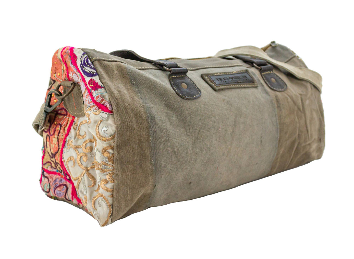 Military Tent w/Vintage Textiles Overnight Travel Bag