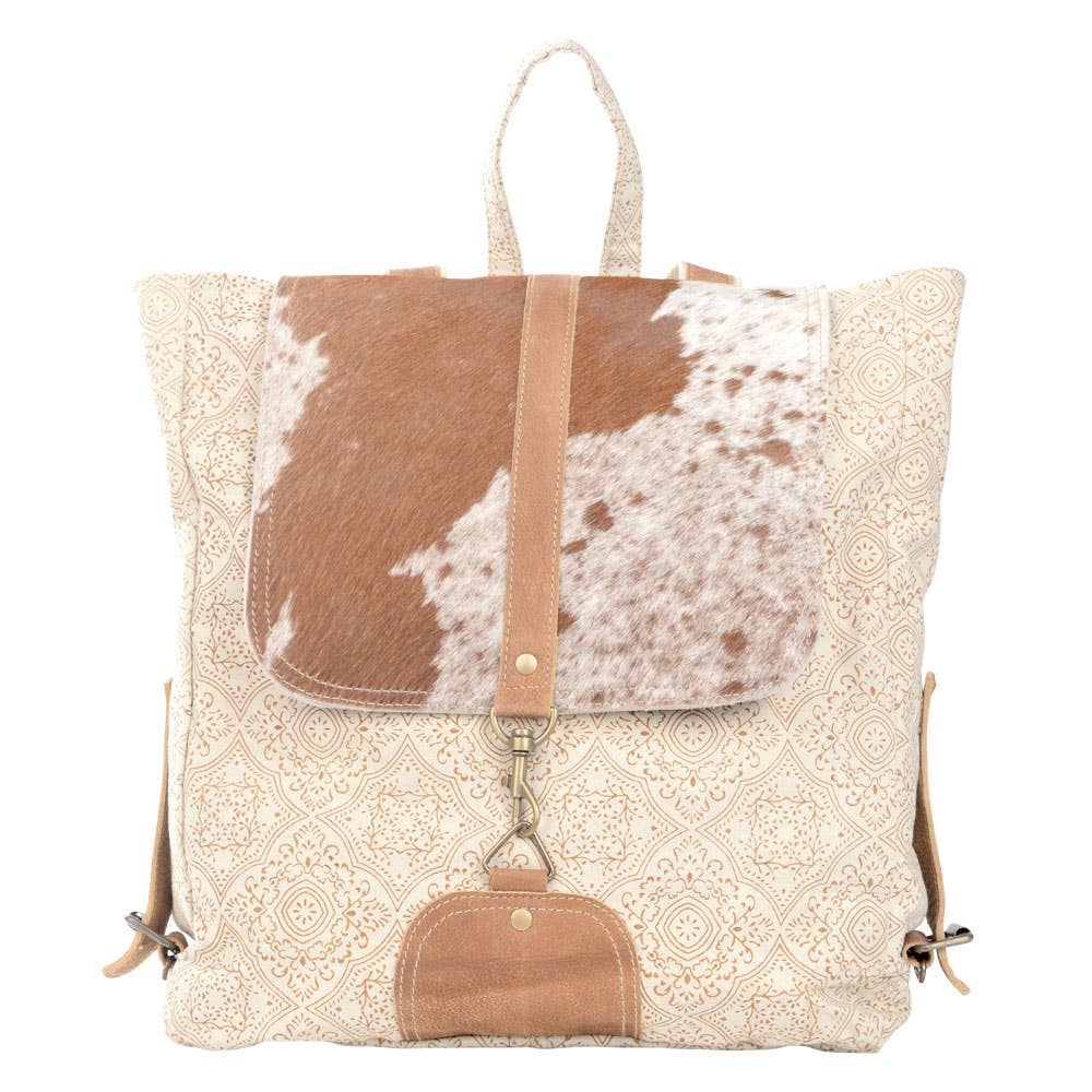 Cream Backpack With Cowhide Flap