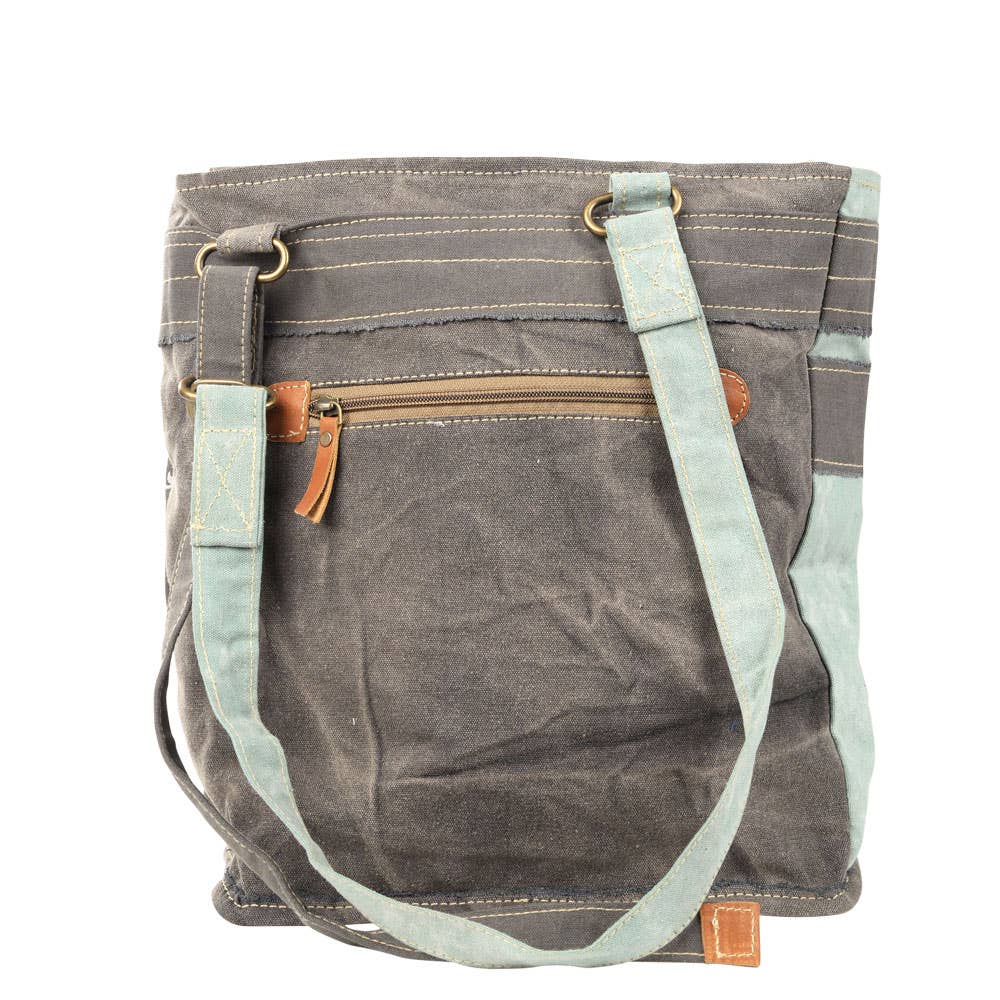 Grey And Aqua Columbias Canvas Tote