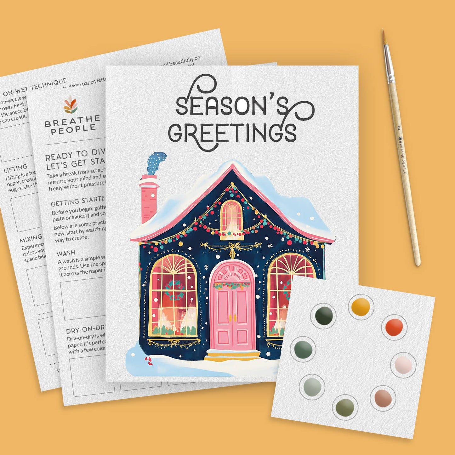 Holiday Home Watercolor Kit — Beginner Art Kit for Adults
