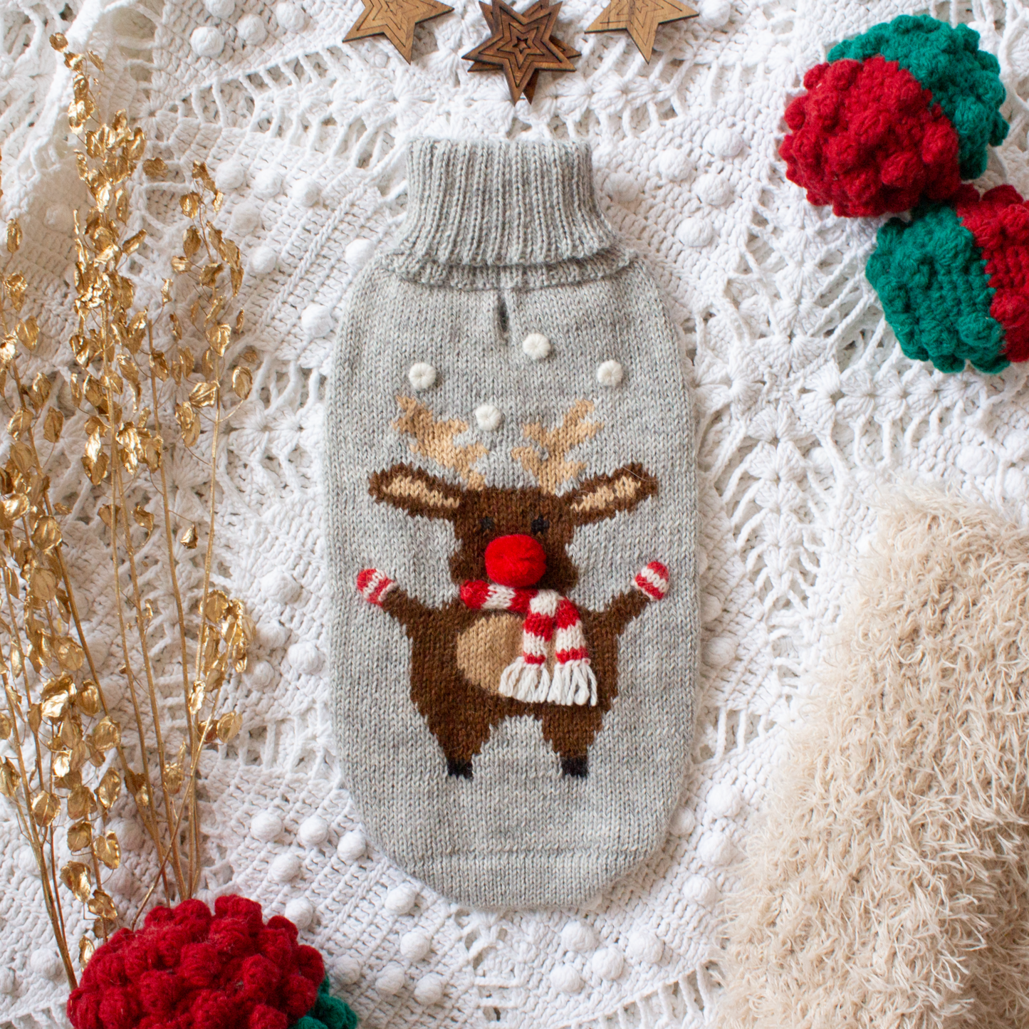 Christmas Moose Alpaca Dog Sweater