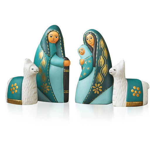 Tranquil Teal Christmas Nativity Set