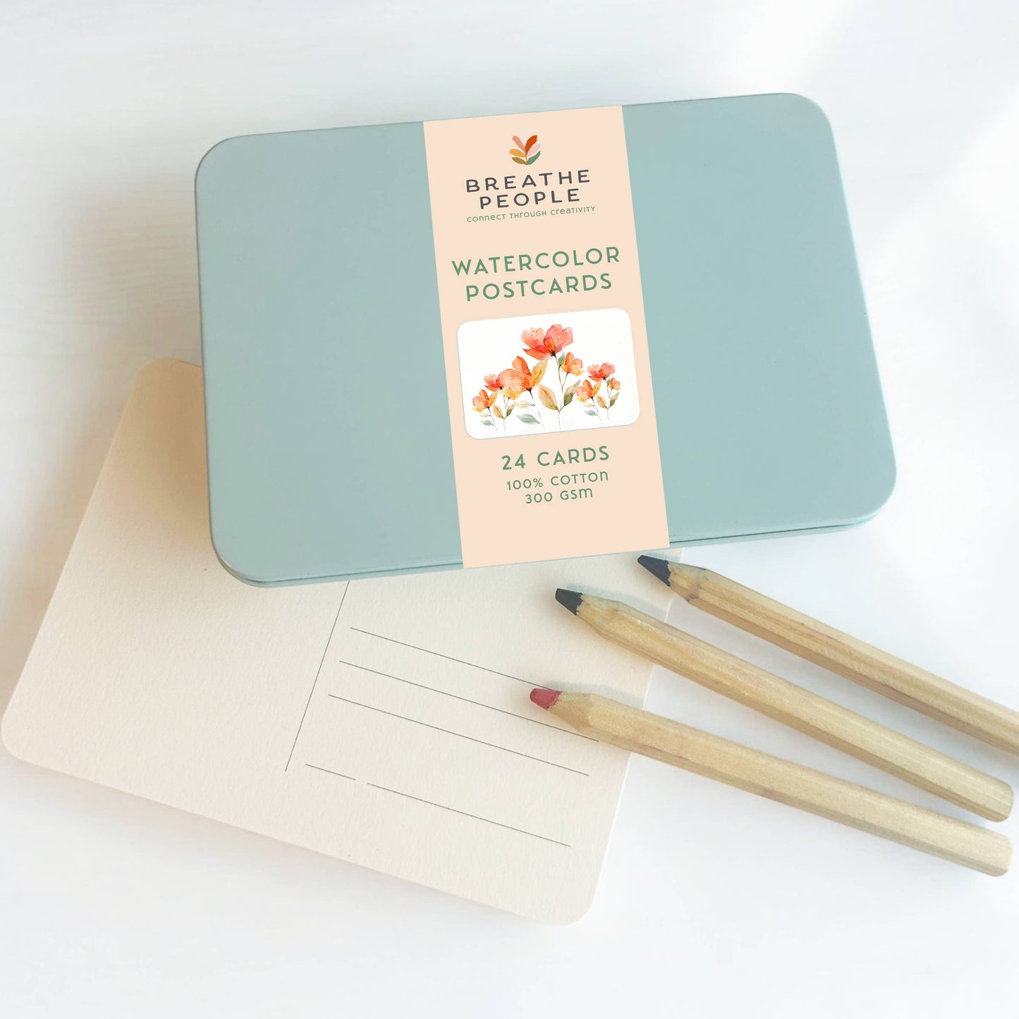 Watercolor Postcards Travel Tin - Set of 24 post cards